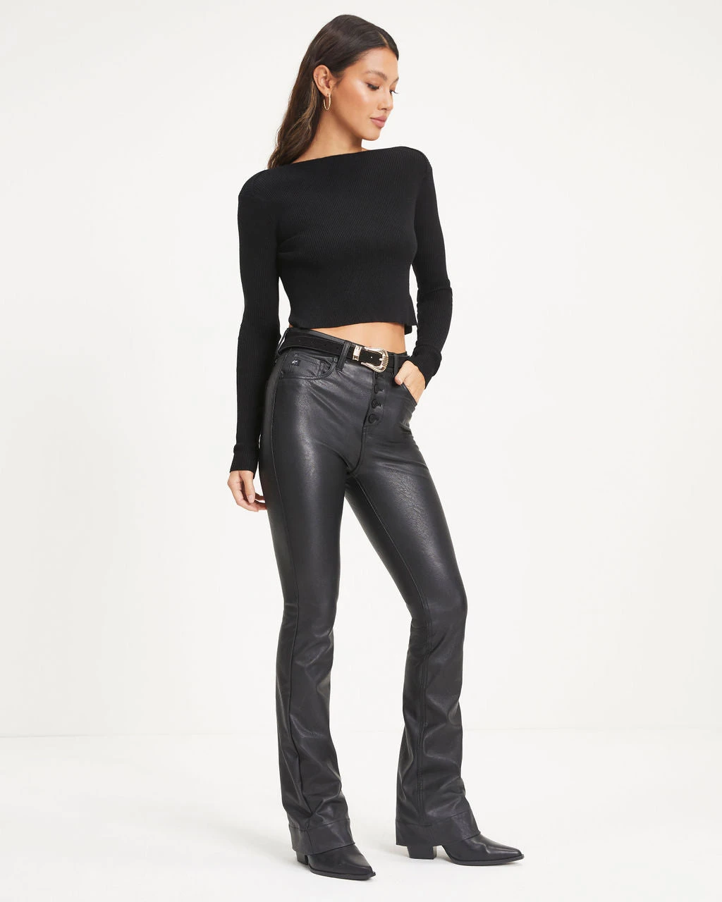 DRES-001 Robynn Ribbed Knit Crop Top - Black - FINAL SALE - Image 6