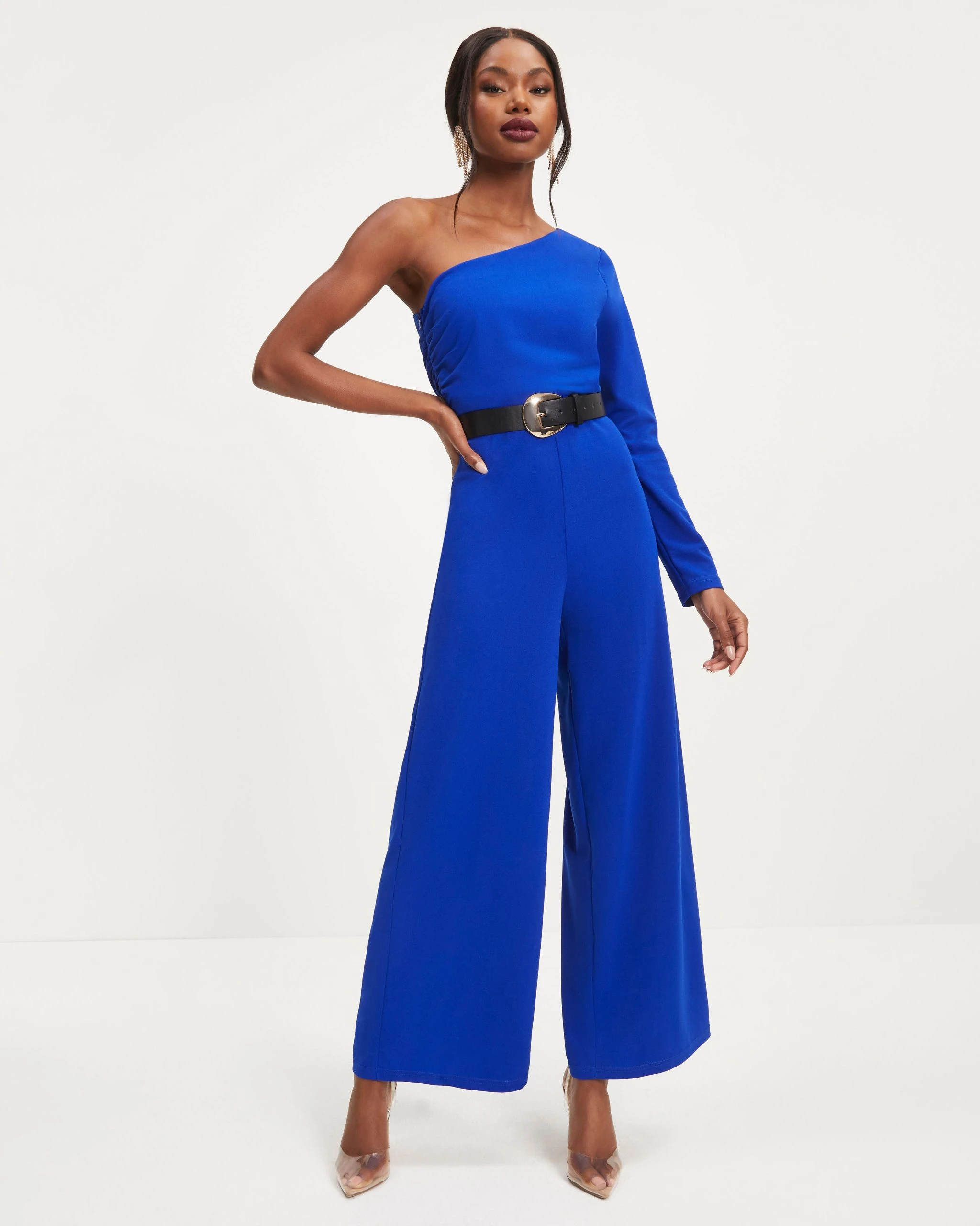 SHE -001 Elodie One Shoulder Drape Jumpsuit - Cobalt - FINAL SALE - Image 5