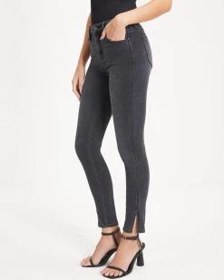 HIDD-002 Reno Mid Rise Stretch Skinny Jeans - Charcoal - FINAL SALE