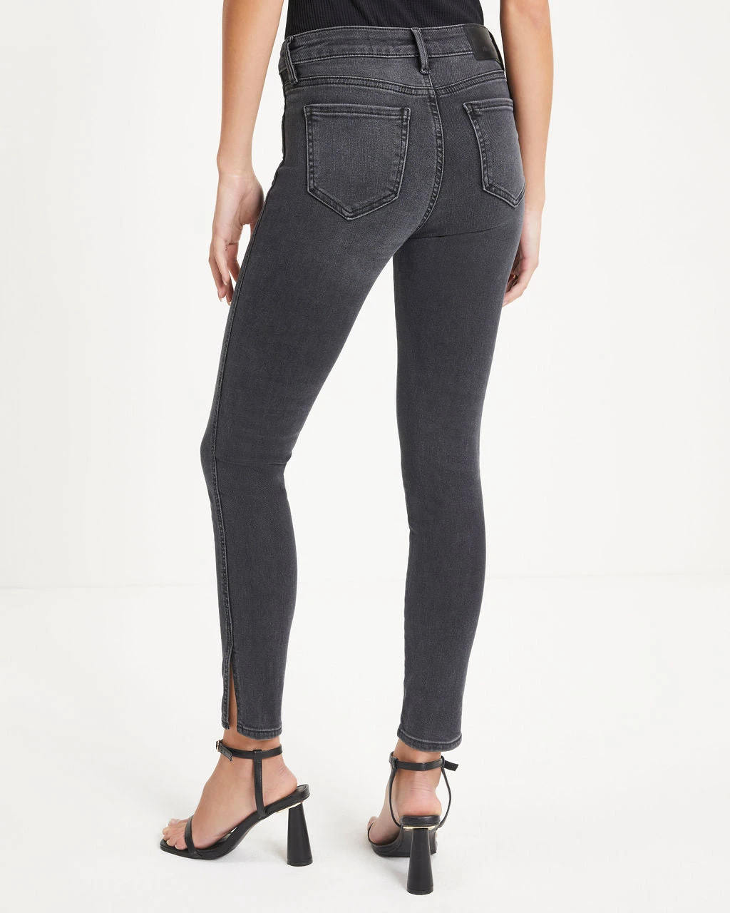 HIDD-002 Reno Mid Rise Stretch Skinny Jeans - Charcoal - FINAL SALE - Image 5