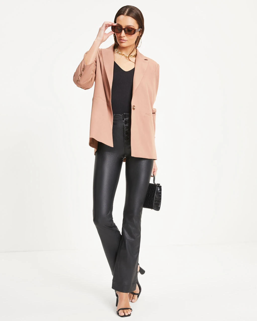 WHIT-001 Aubrielle Pocketed Blazer - Camel - FINAL SALE - Image 3