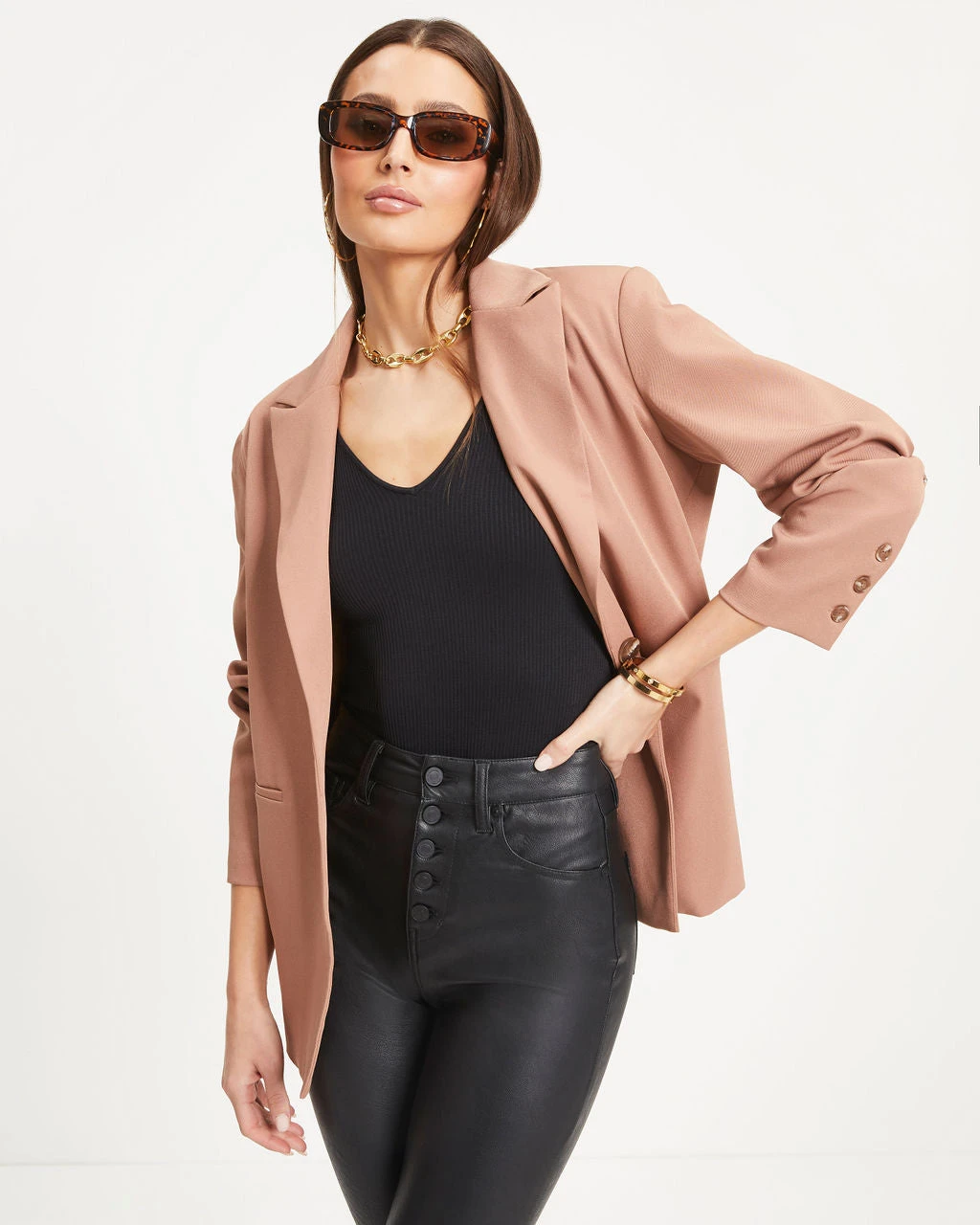 WHIT-001 Aubrielle Pocketed Blazer - Camel - FINAL SALE - Image 6