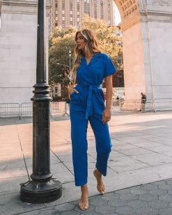 SKIE-001 Dumbo Cotton Pocketed Denim Jumpsuit - Blue - FINAL SALE