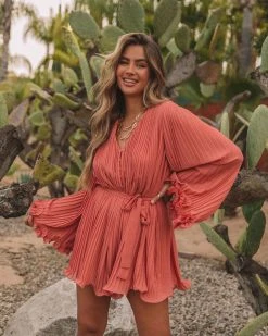 ENDL-001 Shine On Pleated Romper - Rose - FINAL SALE