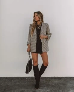 ENTR-001 Downtown Brooklyn Pocketed Plaid Blazer - FINAL SALE