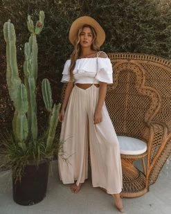 ETC-001 Madison Woven Tie Overalls - Bone - FINAL SALE