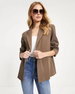 WHIT-001 Aubrielle Pocketed Blazer - Coco - FINAL SALE
