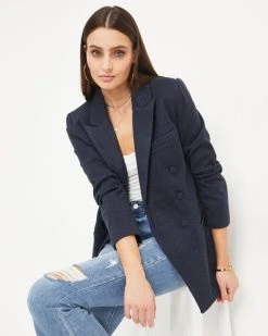 PROM-001 Downtown Adventures Pocketed Blazer - Navy - FINAL SALE