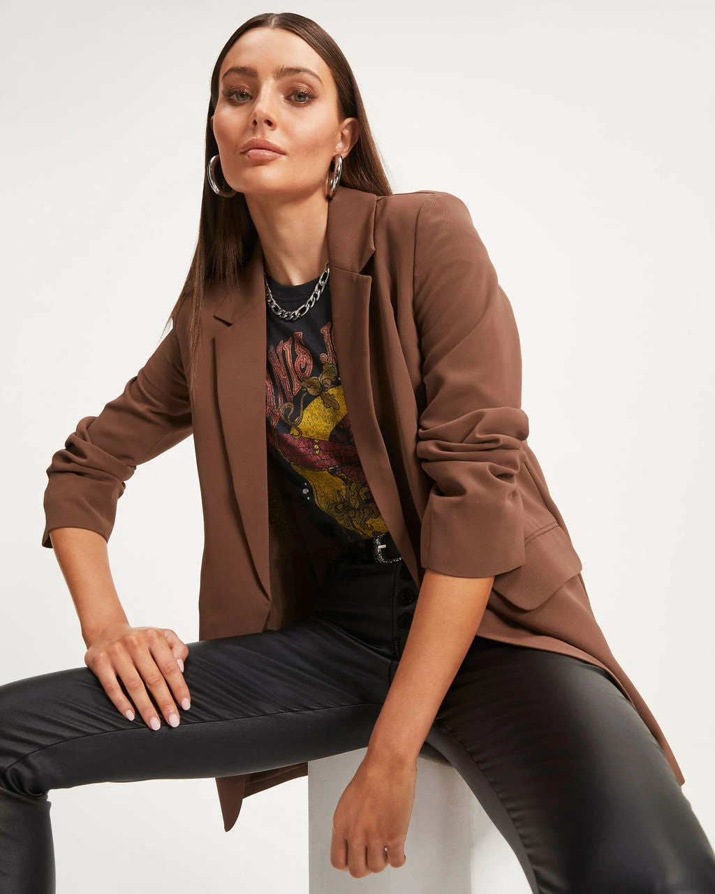 LUMI-001 Start Of Something New Pocketed Blazer - Mocha - FINAL SALE - Image 4