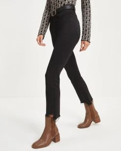 FLYI-001 Kristen High Rise Stretch Crop Flare Jeans - Black - FINAL SALE