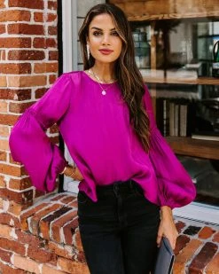 ON T-001 Think ItÃ¢â‚¬â„¢s Love Satin Ruffle Blouse - FINAL SALE