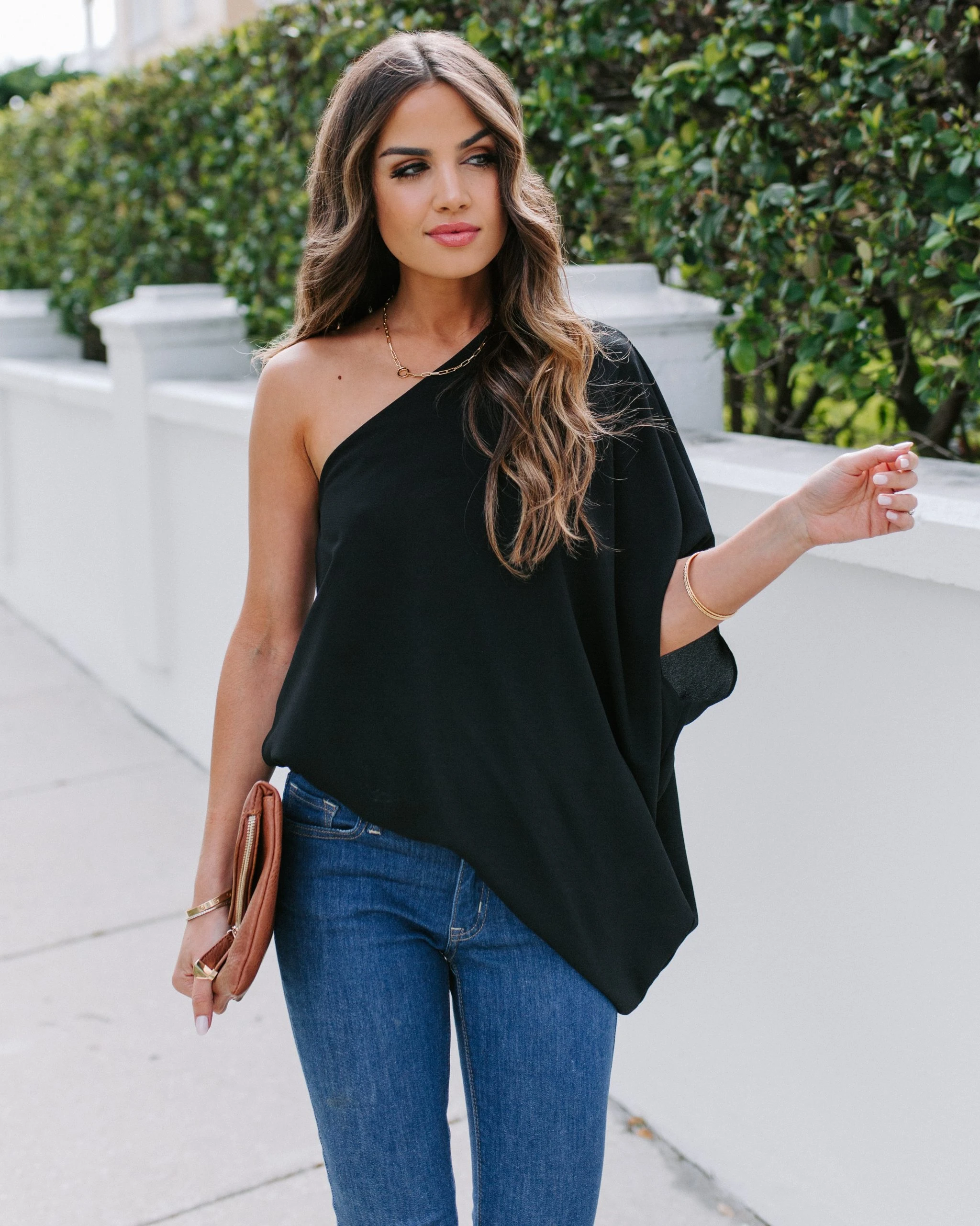 TYCH-001 Shower With Love One Shoulder Blouse - Black - FINAL SALE