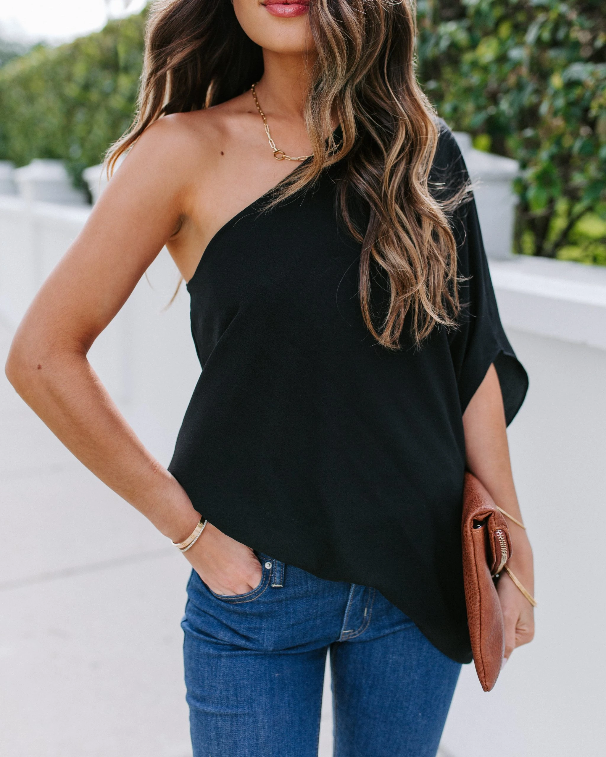 TYCH-001 Shower With Love One Shoulder Blouse - Black - FINAL SALE - Image 3