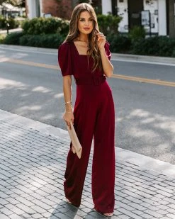 ON T-001 Avril Satin Belted Jumpsuit - FINAL SALE