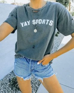 LULU-001 Yay Sports Distressed Cotton Tee - FINAL SALE