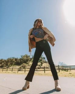 HIDD-002 Eliza High Rise Stretch Bootcut Split Hem Jeans - Black - FINAL SALE