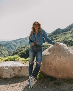 SNEA-001 Robertson High Rise Distressed Stretch Straight Jeans - FINAL SALE