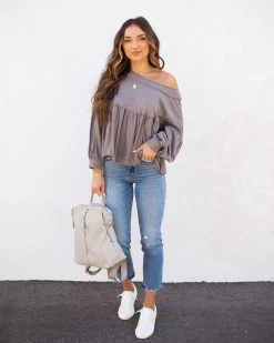 MUST-001 Sierra Cotton Babydoll Top - Ash Grey - FINAL SALE