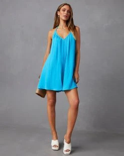 SKYL-002 Jessamine Tie Back Romper – Blue 