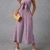 GRAD-001 Zaia Front Tie Strapless Jumpsuit - Lilac