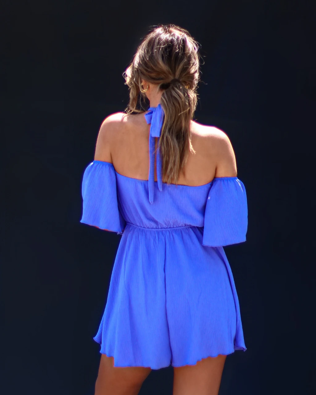 SKYL-002 Normandy Off The Shoulder Halter Romper - Blue Purple - Image 2