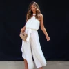 MUST-001 Sway My Way Halter Split Hem Jumpsuit - White