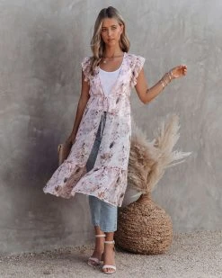 ON T-001 Andreja Floral Ruffle Duster - FINAL SALE