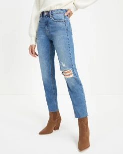SNEA-001 Adrian High Rise Rigid Distressed Straight Jeans - FINAL SALE