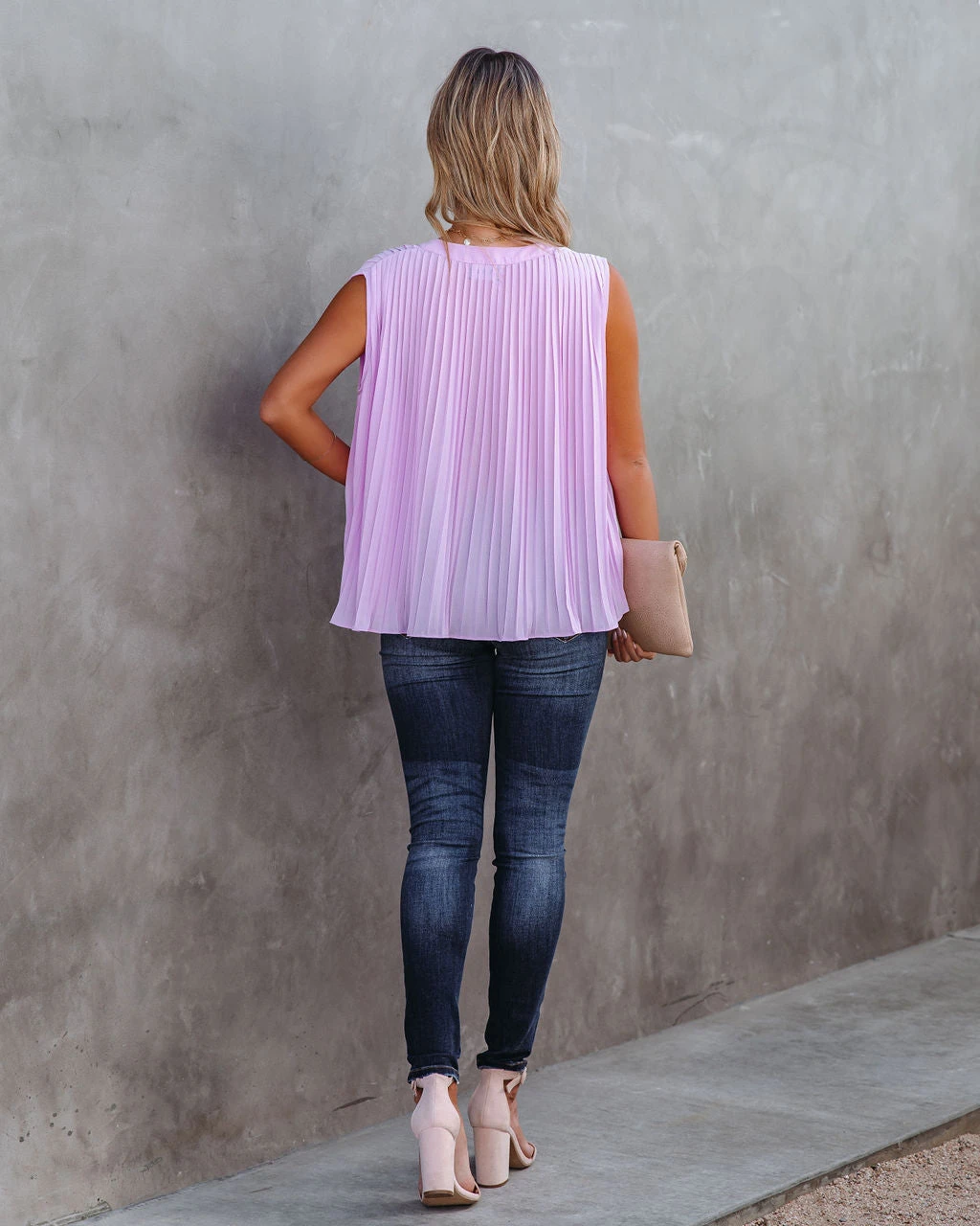 FATE-001 All That Matters Pleated Sleeveless Blouse - Lilac - FINAL SALE - Image 2
