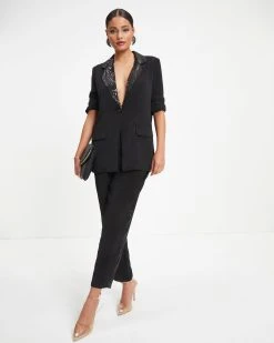 ACOA-001 Always A Party Sequin Contrast Blazer - Black - FINAL SALE