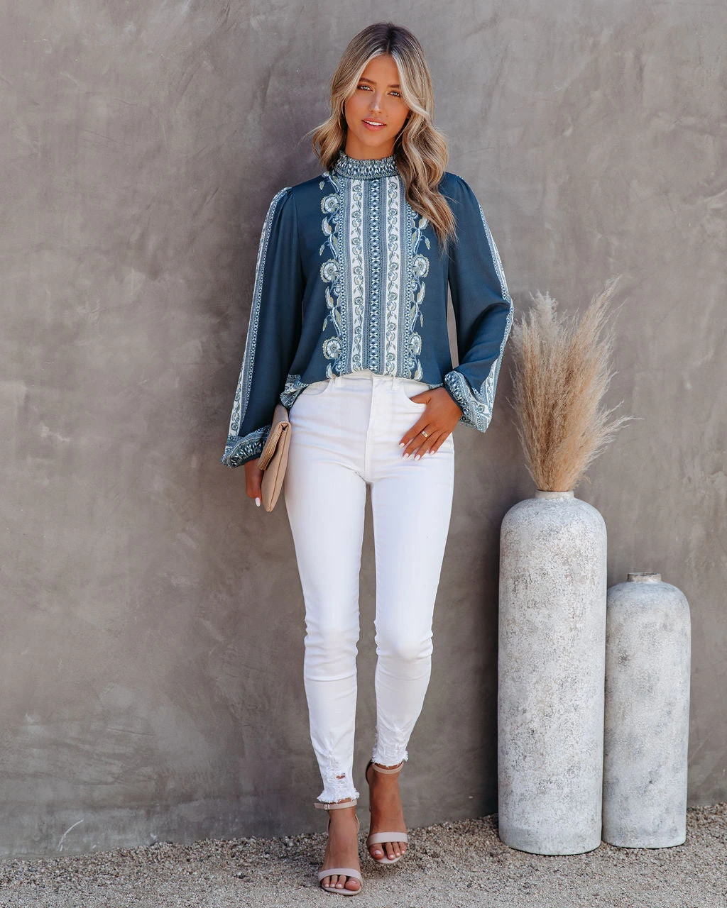 SALT-001 Aven Printed Mock Neck Blouse - LAST CHANCE - Image 11