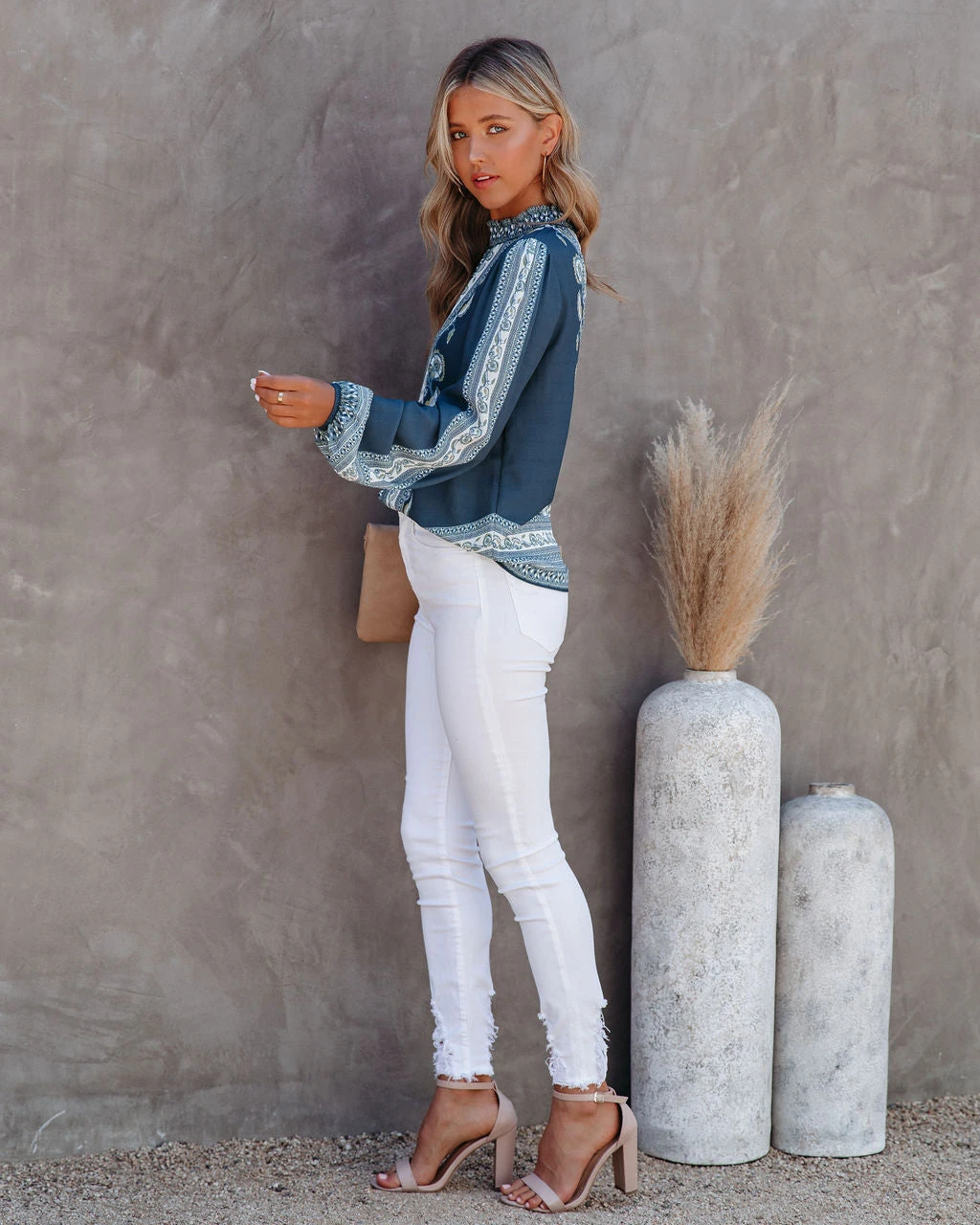 SALT-001 Aven Printed Mock Neck Blouse - LAST CHANCE - Image 7