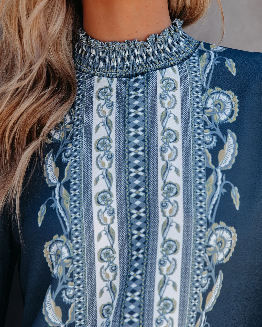 SALT-001 Aven Printed Mock Neck Blouse - LAST CHANCE - Image 4