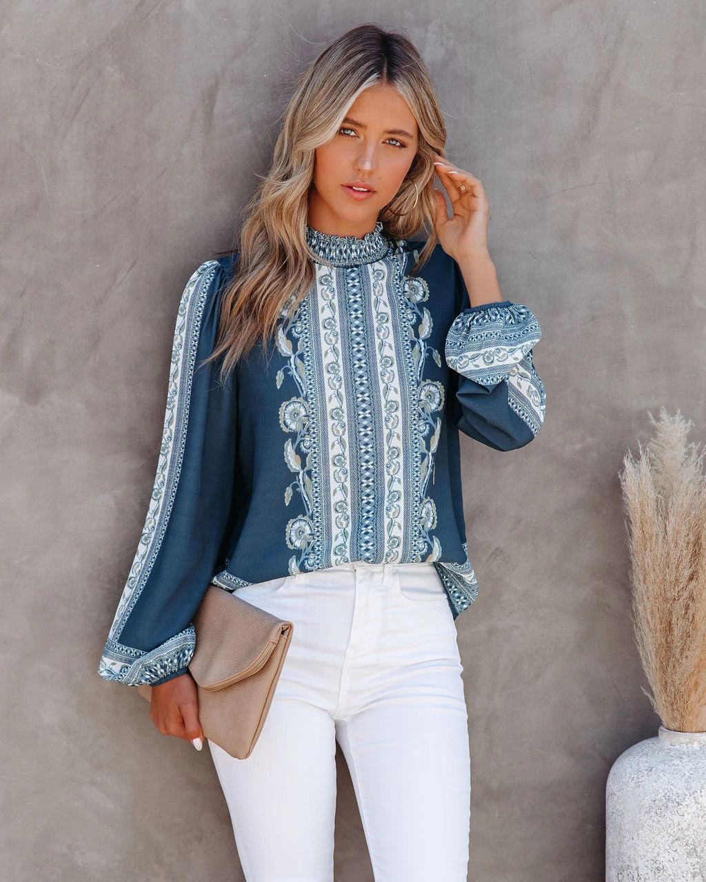 SALT-001 Aven Printed Mock Neck Blouse - LAST CHANCE - Image 8