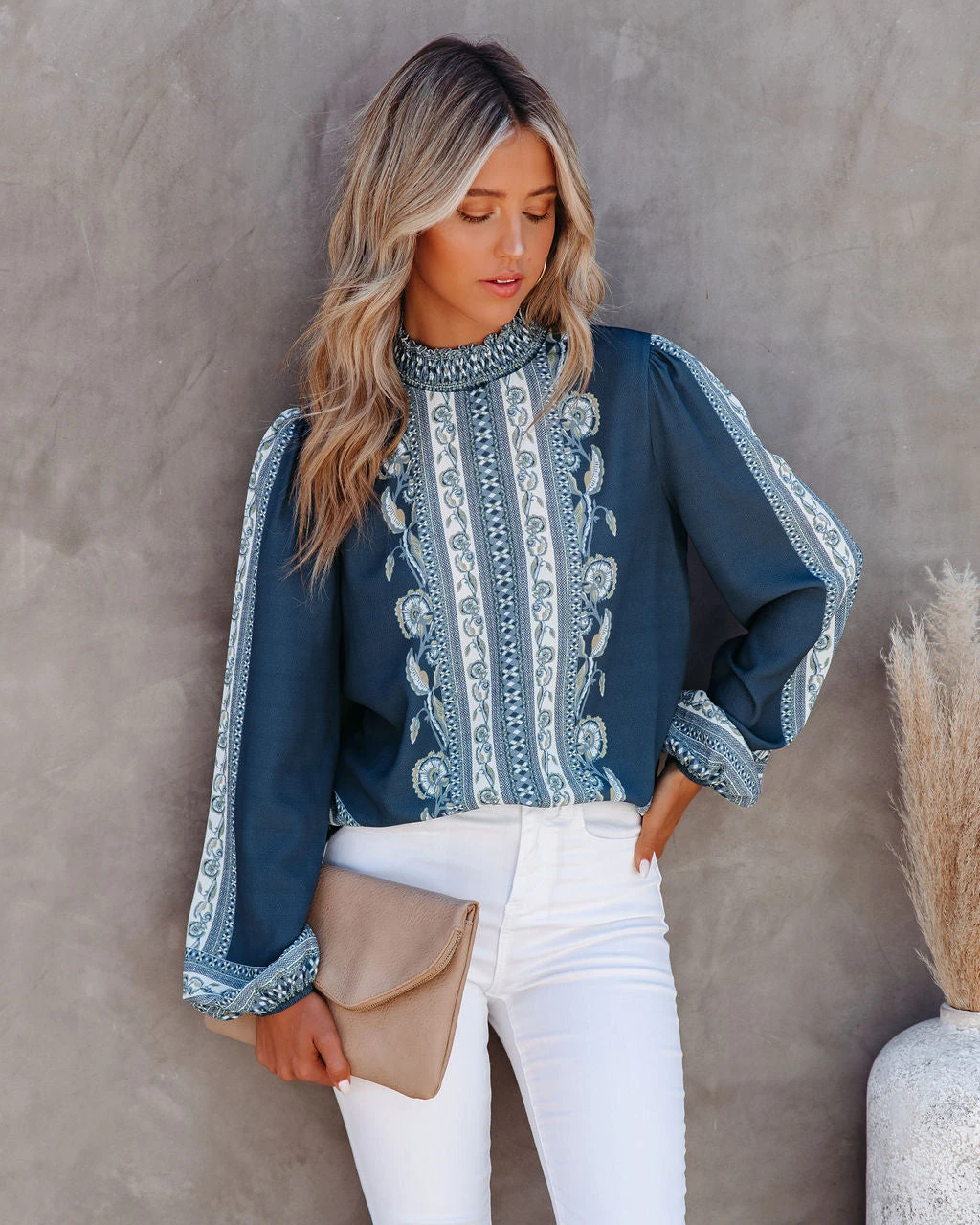 SALT-001 Aven Printed Mock Neck Blouse - LAST CHANCE - Image 10