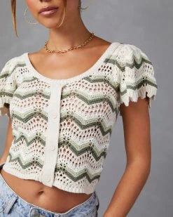 BLU-001 Maelis Knit Crop Cardigan - Olive 