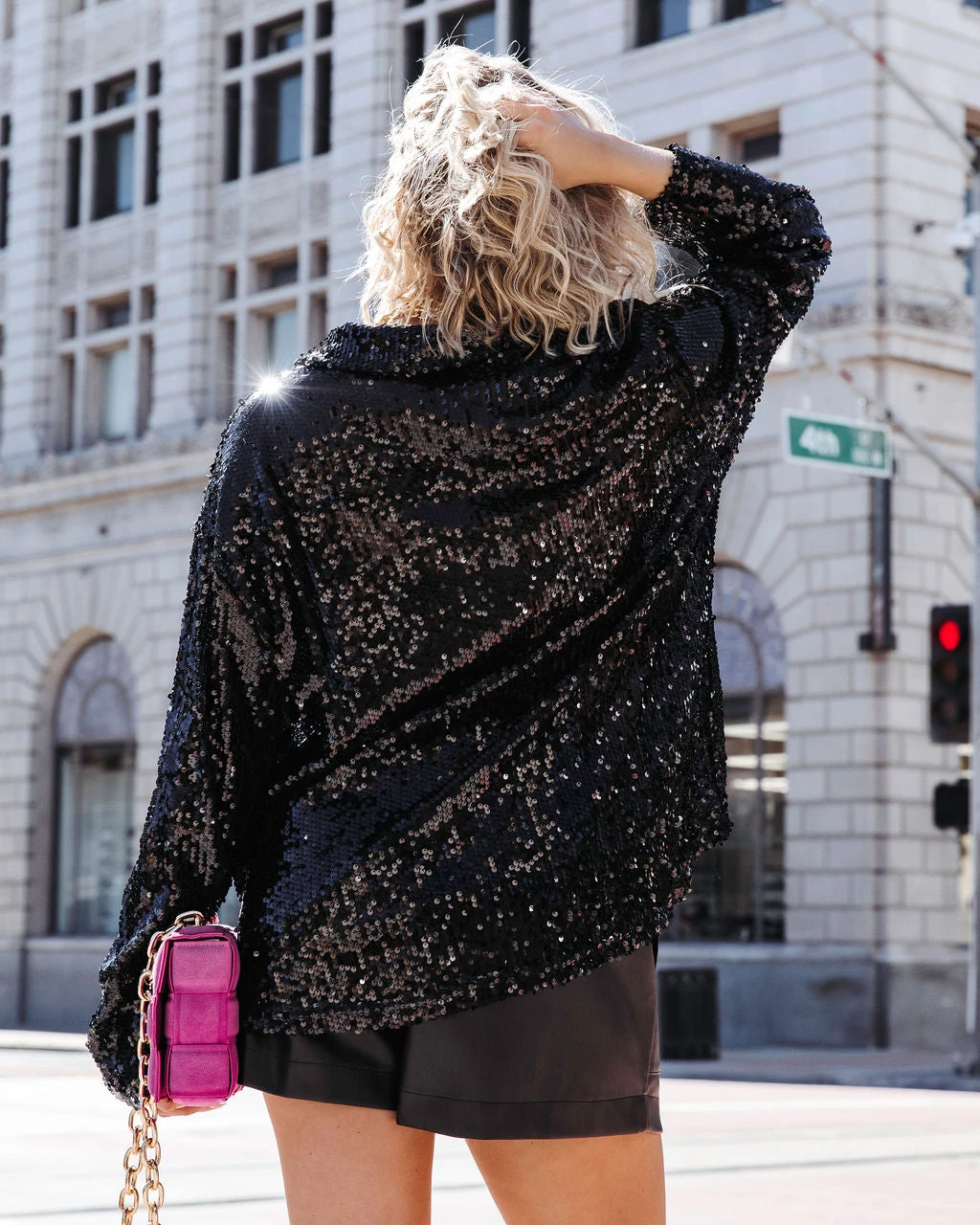 POL-001 Be A Star Sequins Button Down Top - Black - FINAL SALE - Image 3