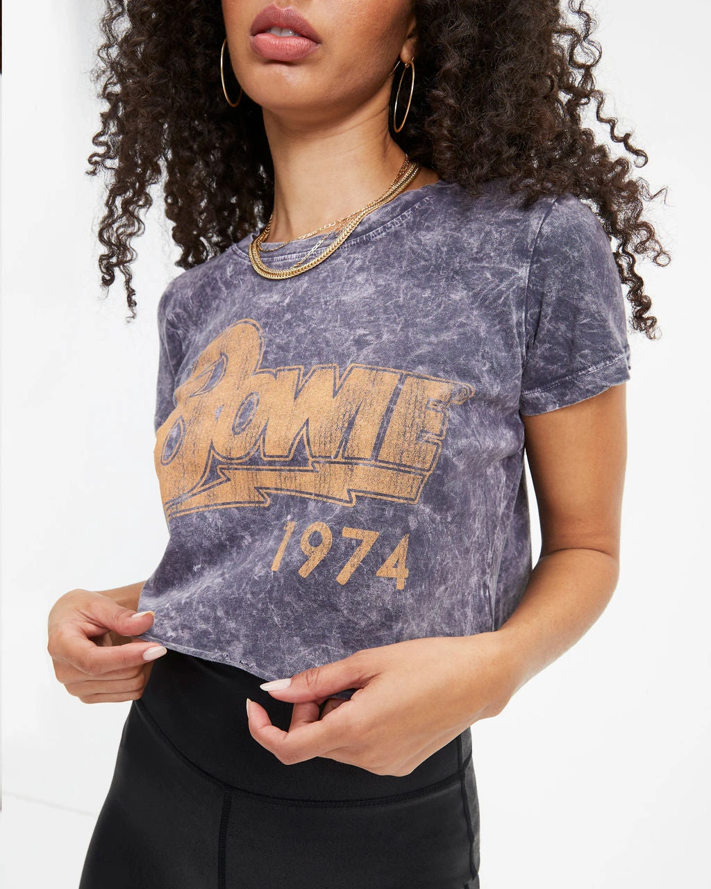 PRIN-001 Bowie 1974 Mineral Wash Distressed Cropped Tee - FINAL SALE - Image 2