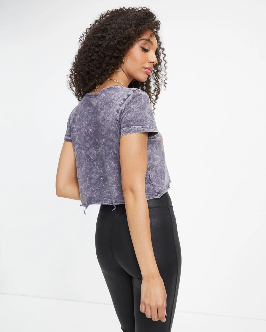 PRIN-001 Bowie 1974 Mineral Wash Distressed Cropped Tee - FINAL SALE - Image 4