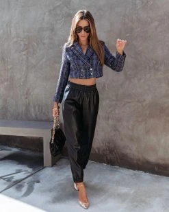 FORE-001 Breaking The Rules Tweed Crop Blazer - Purple Multi - FINAL SALE