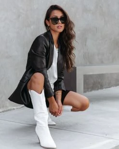 ENDL-001 Buzz Worthy Faux Leather Blazer - Black - FINAL SALE