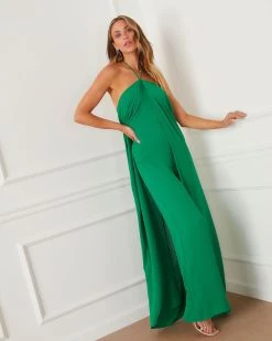 MAIN-001 Lyra Halter Jumpsuit – Kelly Green 