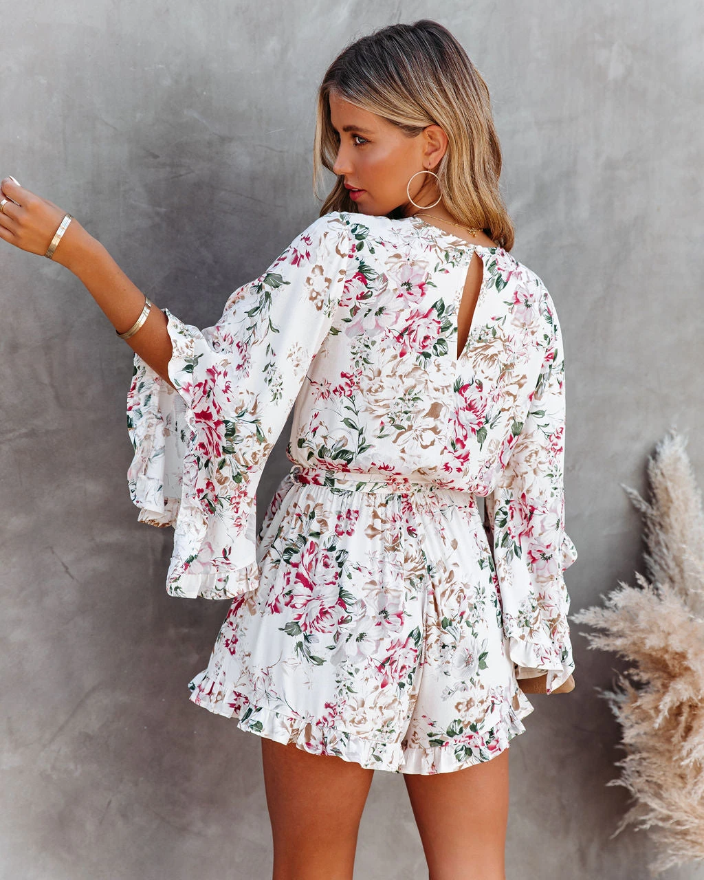 DRES-001 Cristina Floral Bell Sleeve Romper - FINAL SALE - Image 2