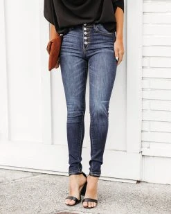 KANC-001 Candice High Rise Button Front Skinny - FINAL SALE
