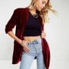 ENDL-001 Chicest Pocketed Velvet Blazer - Ruby - LAST CHANCE