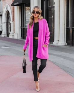 FLAW-001 Changing Leaf Pocketed Cardigan - Orchid - FINAL SALE