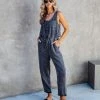 THRE-001 Courtney Tencel Pocketed Jumpsuit - Charcoal Acid Wash - SALE