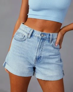 HIDD-002 Danni Cuffed Distressed High Rise Denim Shorts