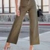 MIOU-001 Rowen High Rise Stretch Wide Leg Jeans - Olive - SALE