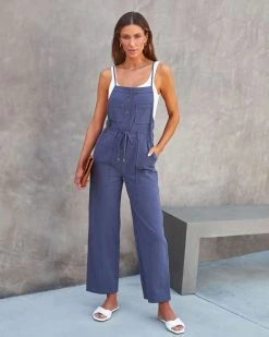 MIOU-001 Fresno Pocketed Jumpsuit - Navy - SALE